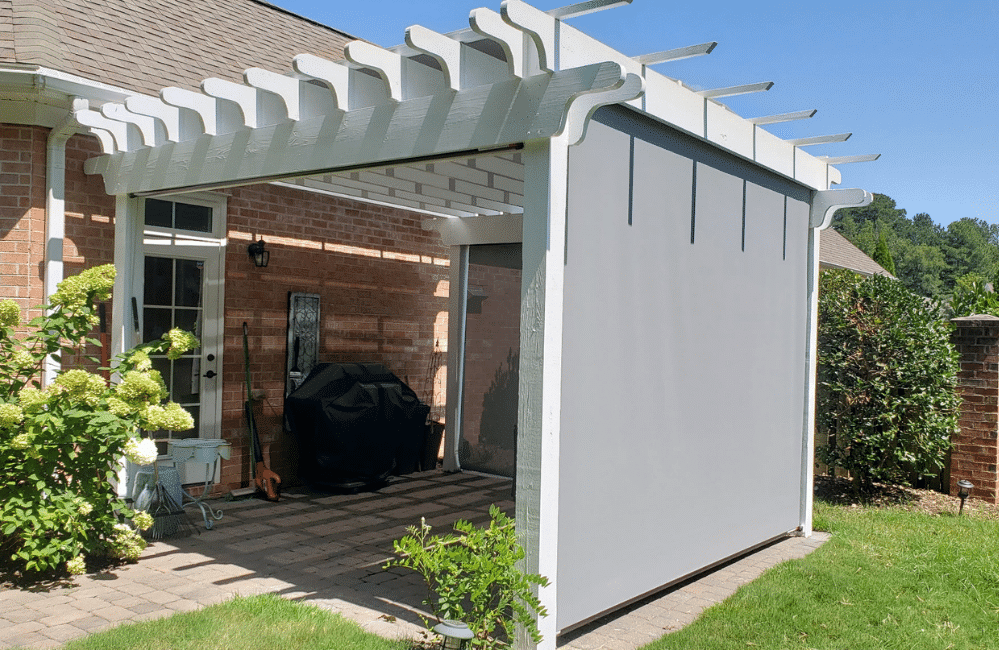 Exterior shades by porch swing